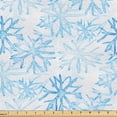 thumbnail image 1 of Ambesonne Abstract Fabric by the Yard Upholstery, Snowflakes Winter Vibe Art, 3 Yards, Deep Sky Blue Off White, 1 of 1