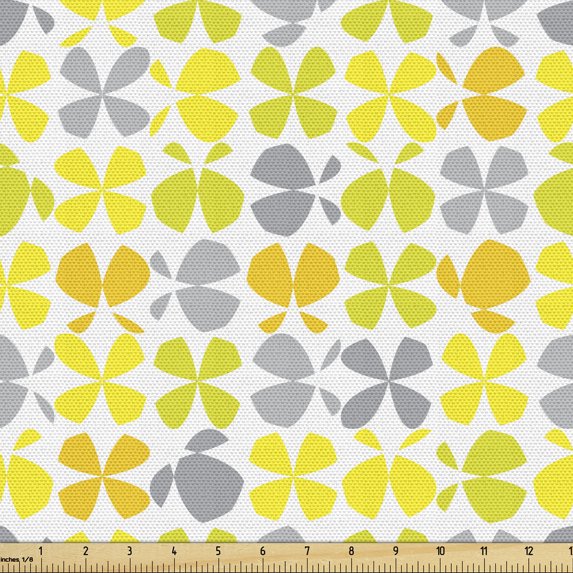 Ambesonne Abstract Fabric by the Yard Upholstery, Butterfly Interpretation, 10 Yards, Earth Yellow Pale Taupe