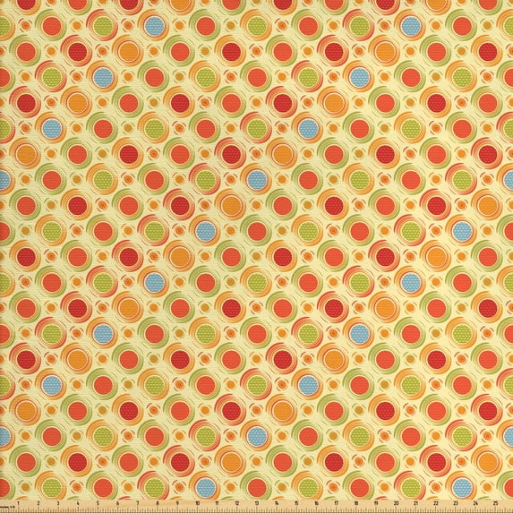 Ambesonne Abstract Fabric by the Yard Upholstery, Colorful Dots Striped, 5 Yards, Multicolor