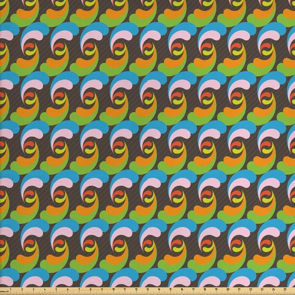 Ambesonne Abstract Fabric by the Yard Upholstery, Colorful Rhythmic Motif, 2 Yards, Multicolor