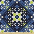 thumbnail image 1 of Ambesonne Abstract Fabric by the Yard Upholstery, Curls Polka Dots, 1 Yard, Apple Green Night Blue, 1 of 5