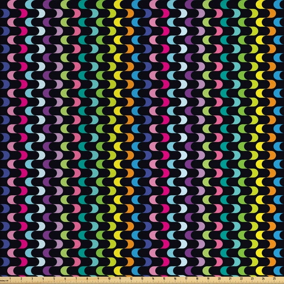 Ambesonne Abstract Fabric by the Yard Upholstery, Curved Stripes Design, 10 Yards, Multicolor