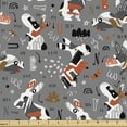 thumbnail image 1 of Ambesonne Abstract Fabric by the Yard Upholstery, Funny Easter Rabbit Motif, 2 Yards, Grey Rust and Chocolate, 1 of 5