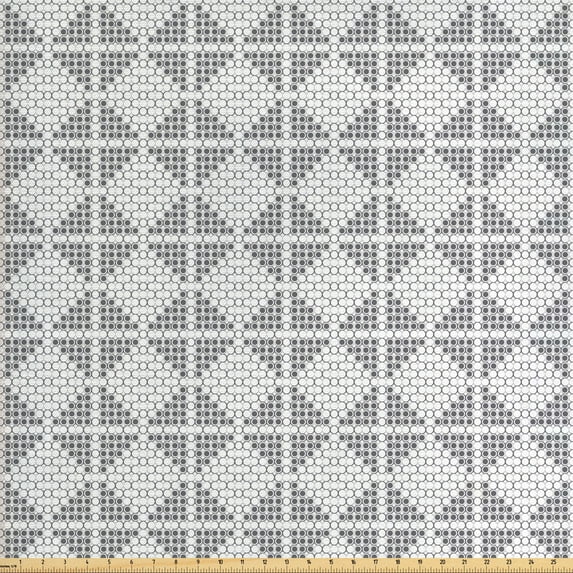 Ambesonne Abstract Fabric by the Yard Upholstery, Geometric Design Shapes, 3 Yards, Grey White