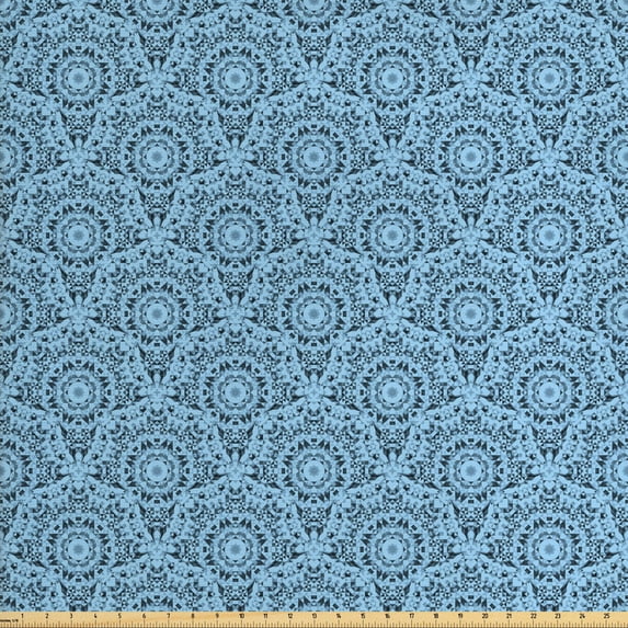 Ambesonne Abstract Fabric by the Yard Upholstery, Geometric Modern Motifs, 5 Yards, Pale Sky Blue
