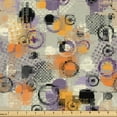thumbnail image 1 of Ambesonne Abstract Fabric by the Yard Upholstery, Grunge Geometic Rounds Art, 5 Yards, Vermilion Pale Purpleblue, 1 of 1