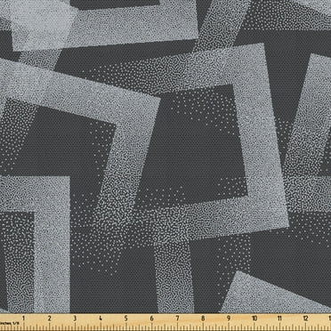 Ambesonne Abstract Fabric by the Yard Upholstery, Halftone Effect Dots Print, 3 Yards, Dark Grey and White
