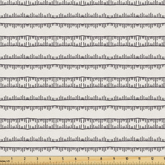 Ambesonne Abstract Fabric by the Yard Upholstery, Horizontal Streaks Pattern, 10 Yards, Dark Grey Eggshell