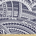 thumbnail image 1 of Ambesonne Abstract Fabric by the Yard Upholstery, Intertwined Elements Art, 10 Yards, Dark Violet Blue and White, 1 of 5