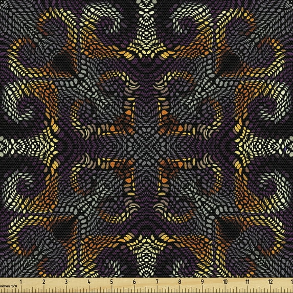 Ambesonne Abstract Fabric by the Yard Upholstery, Irregular Mosaic Inspired, 1 Yard, Multicolor
