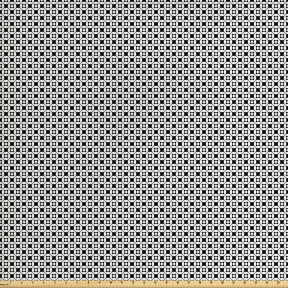 Ambesonne Abstract Fabric by the Yard Upholstery, Minimalist Geometric Shape, 2 Yards, White Charcoal Grey