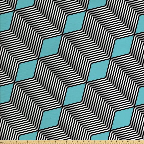 Ambesonne Abstract Fabric by the Yard Upholstery, Modern Diagonal Zigzags, 5 Yards, Seafoam Grey