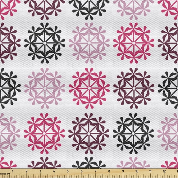 Ambesonne Abstract Fabric by the Yard Upholstery, Modern Simplistic Floral, 1 Yard, White and Multicolor
