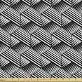 thumbnail image 1 of Ambesonne Abstract Fabric by the Yard Upholstery, Modern Striped Hexagons, 5 Yards, Charcoal Grey White, 1 of 5