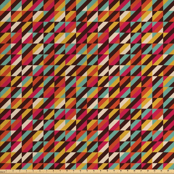 Ambesonne Abstract Fabric by the Yard Upholstery, Parallel Bars Triangle, 3 Yards, Multicolor