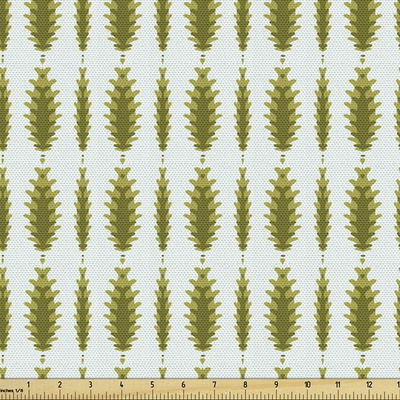 Ambesonne Abstract Fabric by the Yard Upholstery, Repeating Pinecone Pattern, 5 Yards, Fawn and Khaki