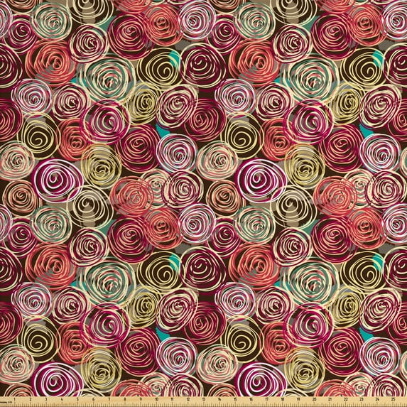 Ambesonne Abstract Fabric by the Yard Upholstery, Rose Flower Surreal, 5 Yards, Multicolor