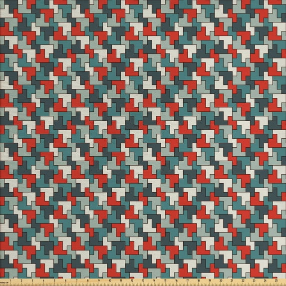 Ambesonne Abstract Fabric by the Yard Upholstery, Simple Game Mosaic, 3 Yards, Multicolor