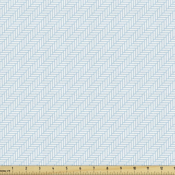 Ambesonne Abstract Fabric by the Yard Upholstery, Simplistic and Diagonal, 1 Yard, Blue and White