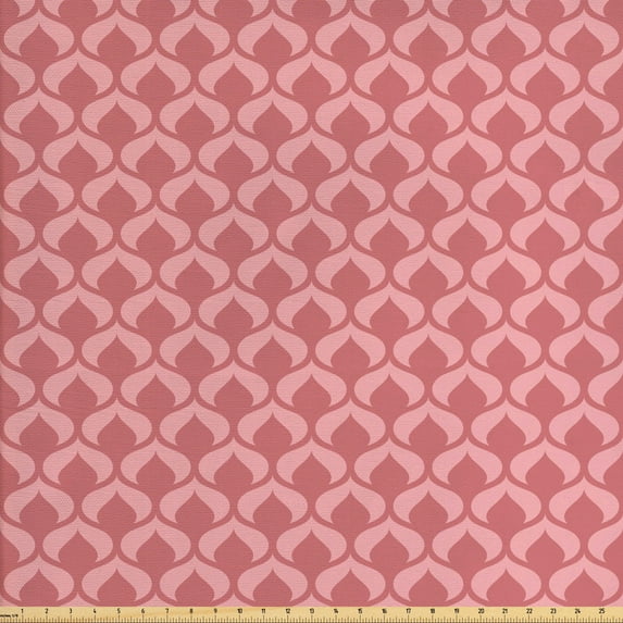 Ambesonne Abstract Fabric by the Yard Upholstery, Simplistic and Ornamental, 3 Yards, Dried Rose and Pale Pink