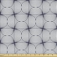 thumbnail image 1 of Ambesonne Abstract Fabric by the Yard Upholstery, Stripes and Half Circles, 1 Yard, Dark Night Blue White, 1 of 5