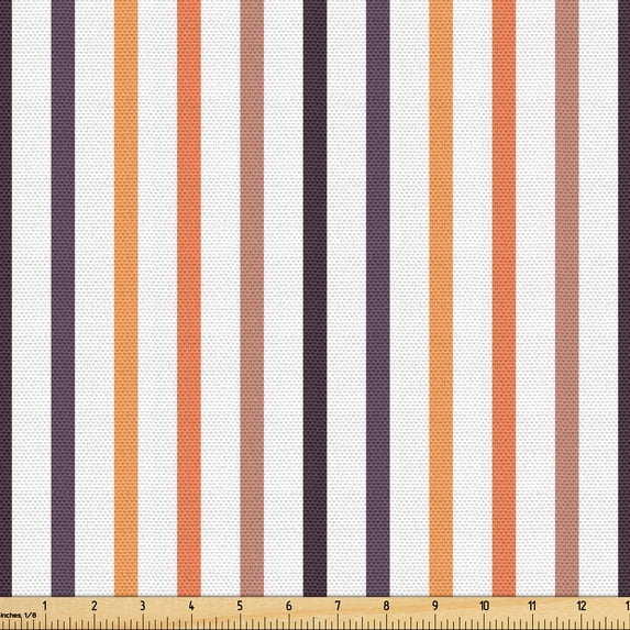 Ambesonne Abstract Fabric by the Yard Upholstery, Vertical Pattern Stripes, 5 Yards, Pale Rust and Multicolor