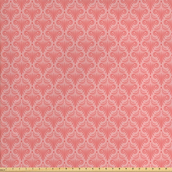 Ambesonne Abstract Fabric by the Yard Upholstery, Vintage Streaks Pattern, 3 Yards, Coral and Blush