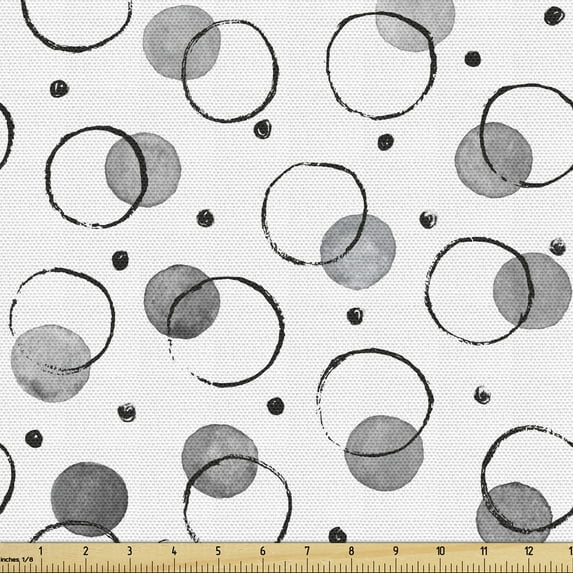 Ambesonne Abstract Fabric by the Yard Upholstery, Watercolor Paint Blots, 5 Yards, Blue Grey Charcoal Grey