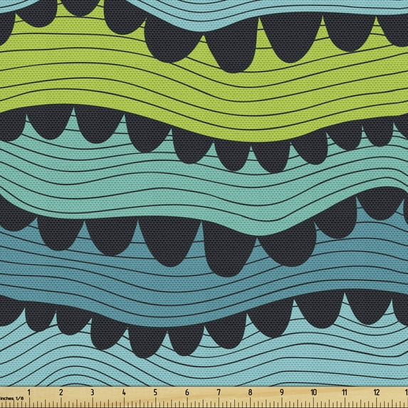 Ambesonne Abstract Fabric by the Yard Upholstery, Waves Art, 10 Yards, Multicolor