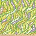 thumbnail image 1 of Ambesonne Abstract Fabric by the Yard Upholstery, Wavy Stripes with Circles, 1 Yard, Multicolor, 1 of 5