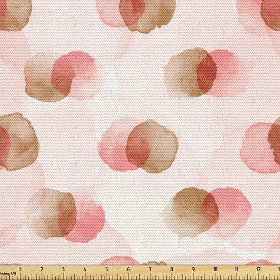 Ambesonne Abstract Fabric by the Yard Upholstery, Watercolor Shapes Modern, 10 Yards, Umber and Blush