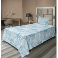 thumbnail image 1 of Ambesonne Abstract Fitted & Flat Sheet with Sham 3 Pcs Set, Snowflakes Winter Vibe Art, Twin, Deep Sky Blue Off White, 1 of 1