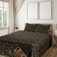 thumbnail image 1 of Ambesonne Abstract Fitted & Flat Sheet with Sham 3 Pcs Set, Squares Earthy Dots Print, Twin, Black Caramel and Champagne, 1 of 5
