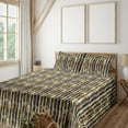 thumbnail image 1 of Ambesonne Abstract Fitted & Flat Sheet with Shams 4 Pcs Set, Blurry Stripes Modern Art, Full, Dark Grey and Pale Coffee, 1 of 5