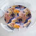 thumbnail image 1 of Ambesonne Abstract Fitted Round Tablecloth, Colorful Design Brush Art, 56"- 60" Diameter, Dark Lavender and Marigold, 1 of 5