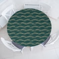 thumbnail image 1 of Ambesonne Abstract Fitted Round Tablecloth, Swirly Wave Boho Modern, 45"- 56" Diameter, Teal and Pale Brown, 1 of 5