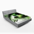 thumbnail image 1 of Ambesonne Abstract Fitted Sheet, Abstract Swan Animal, Full Size, Green Black White, 1 of 2