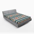 thumbnail image 1 of Ambesonne Abstract Fitted Sheet, Aztec Geometry Prehistoric, Queen Size, Blue White and Orange, 1 of 2