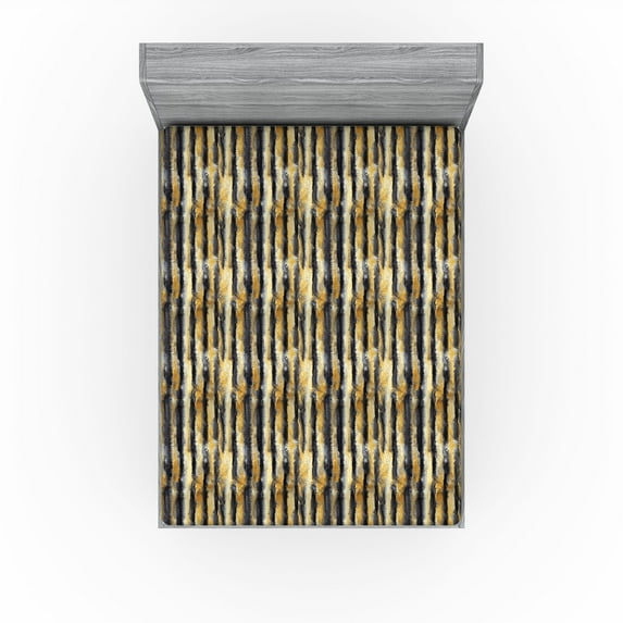 Ambesonne Abstract Fitted Sheet, Blurry Stripes Modern Art, California King, Dark Grey and Pale Coffee