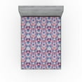thumbnail image 1 of Ambesonne Abstract Fitted Sheet, Bohemian Hippie Pattern, Queen Size, Plum and Cobalt Blue, 1 of 5