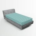thumbnail image 1 of Ambesonne Abstract Fitted Sheet, Bold Water Fishing, Twin Size, Turquoise White, 1 of 3