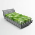 thumbnail image 1 of Ambesonne Abstract Fitted Sheet, Circular Rounded Eco, Twin Size, Hunter Green White, 1 of 2
