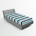 thumbnail image 1 of Ambesonne Abstract Fitted Sheet, Color Bands Stripes, Twin Size, Aqua Black White, 1 of 2