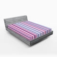 thumbnail image 1 of Ambesonne Abstract Fitted Sheet, Colored Stripes Lines, Full Size, Pale Pink Sky Blue, 1 of 2