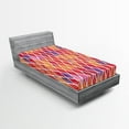 thumbnail image 1 of Ambesonne Abstract Fitted Sheet, Diamond Shapes Mosaic, Twin Size, Orange Purple Pink, 1 of 2
