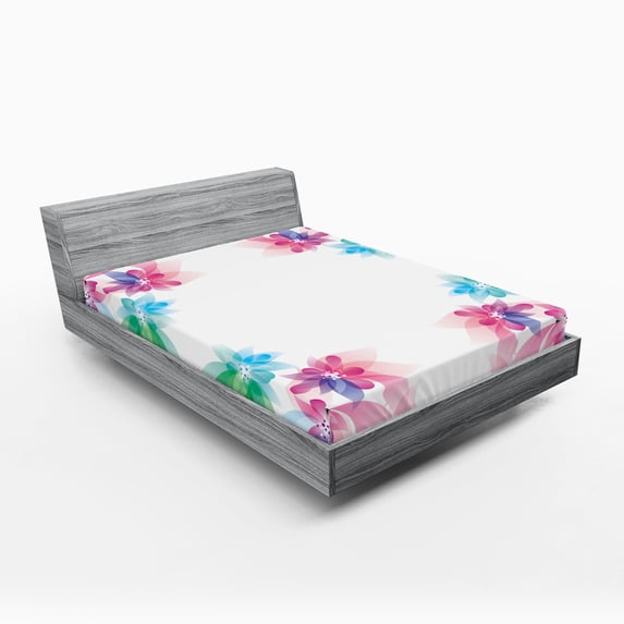 Ambesonne Abstract Fitted Sheet, Digital Bridal Flowers, Queen Size, Multicolor