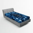 thumbnail image 1 of Ambesonne Abstract Fitted Sheet, Digital Geometric Cubes, Twin Size, Blue, 1 of 2