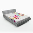 thumbnail image 1 of Ambesonne Abstract Fitted Sheet, Disc Shapes Circles, Queen Size, Purple Orange, 1 of 2