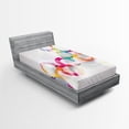 thumbnail image 1 of Ambesonne Abstract Fitted Sheet, Disc Shapes Circles, Twin XL Size, Purple Orange, 1 of 2