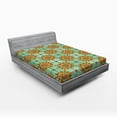 thumbnail image 1 of Ambesonne Abstract Fitted Sheet, Eastern Victorian Form, Queen Size, Mint Orange, 1 of 2
